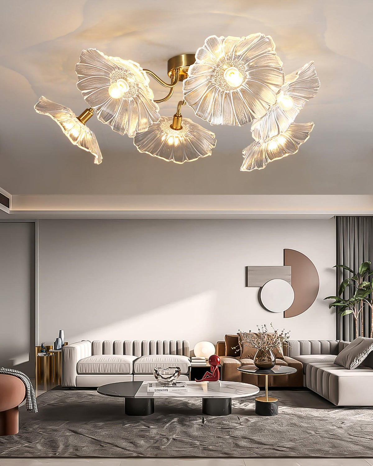 Lotus Leaf Glass Ceiling Lamp