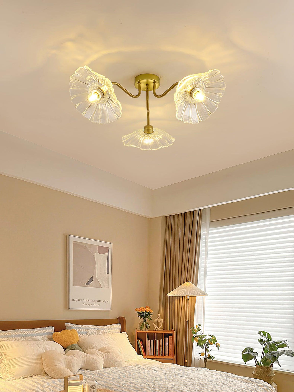 Lotus Leaf Glass Ceiling Lamp