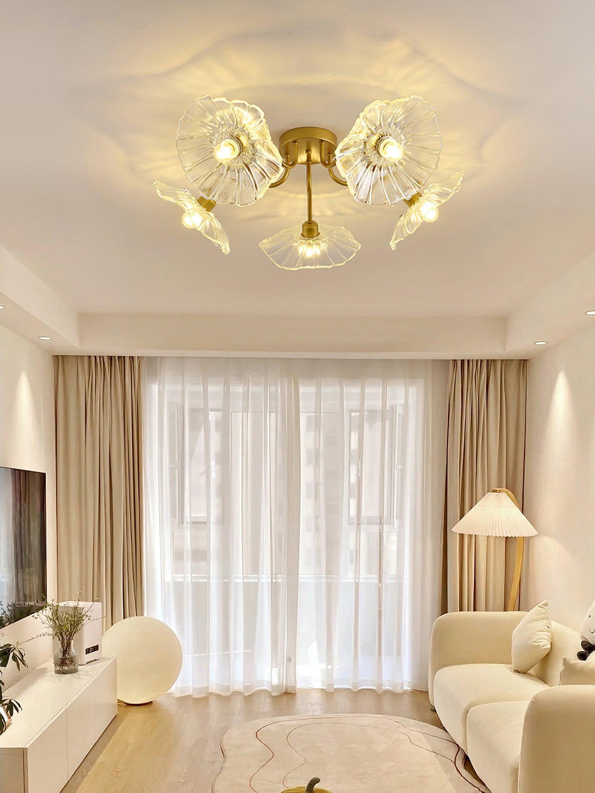 Lotus Leaf Glass Ceiling Lamp