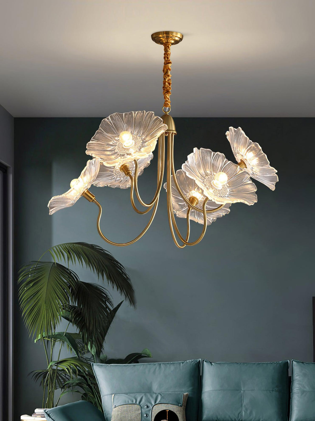 Lotus Leaf Glass Chandelier