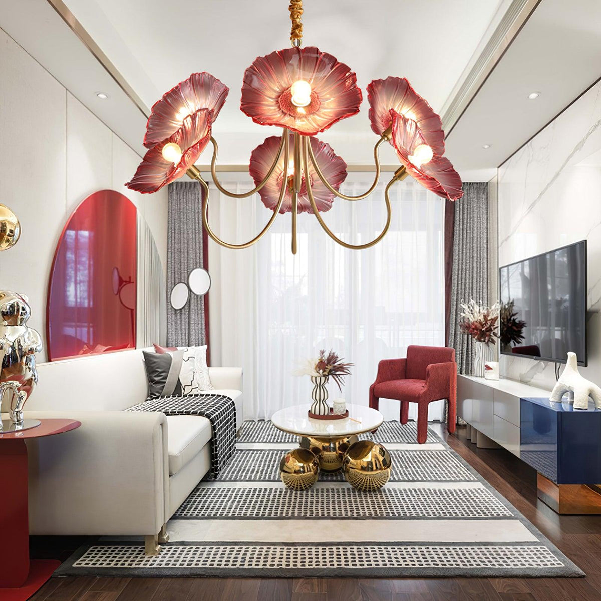 Lotus Leaf Glass Chandelier