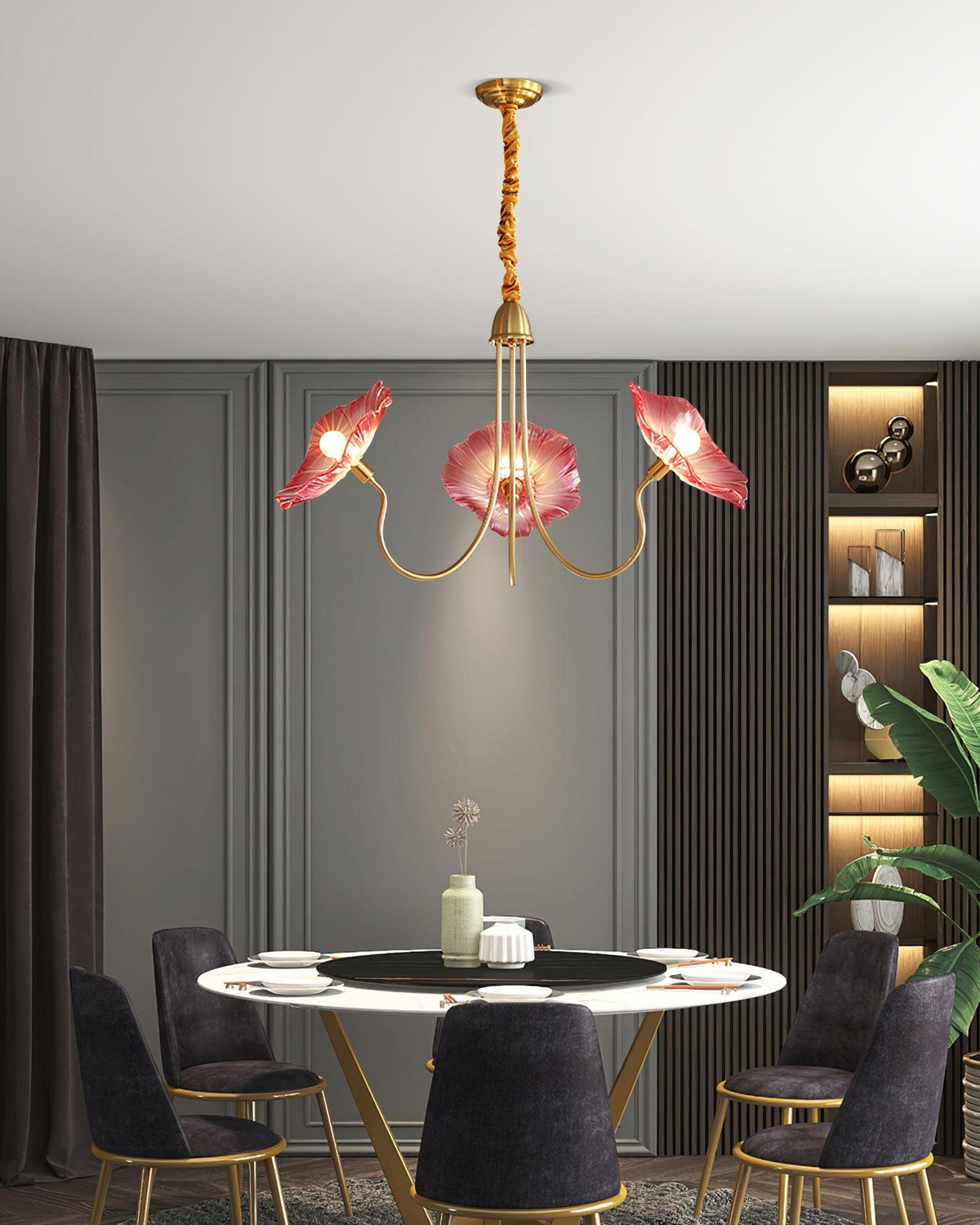 Lotus Leaf Glass Chandelier