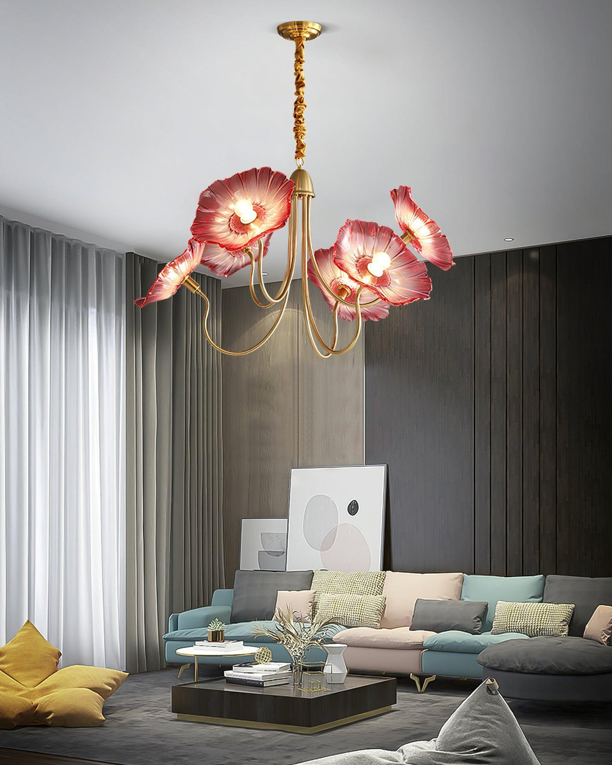 Lotus Leaf Glass Chandelier