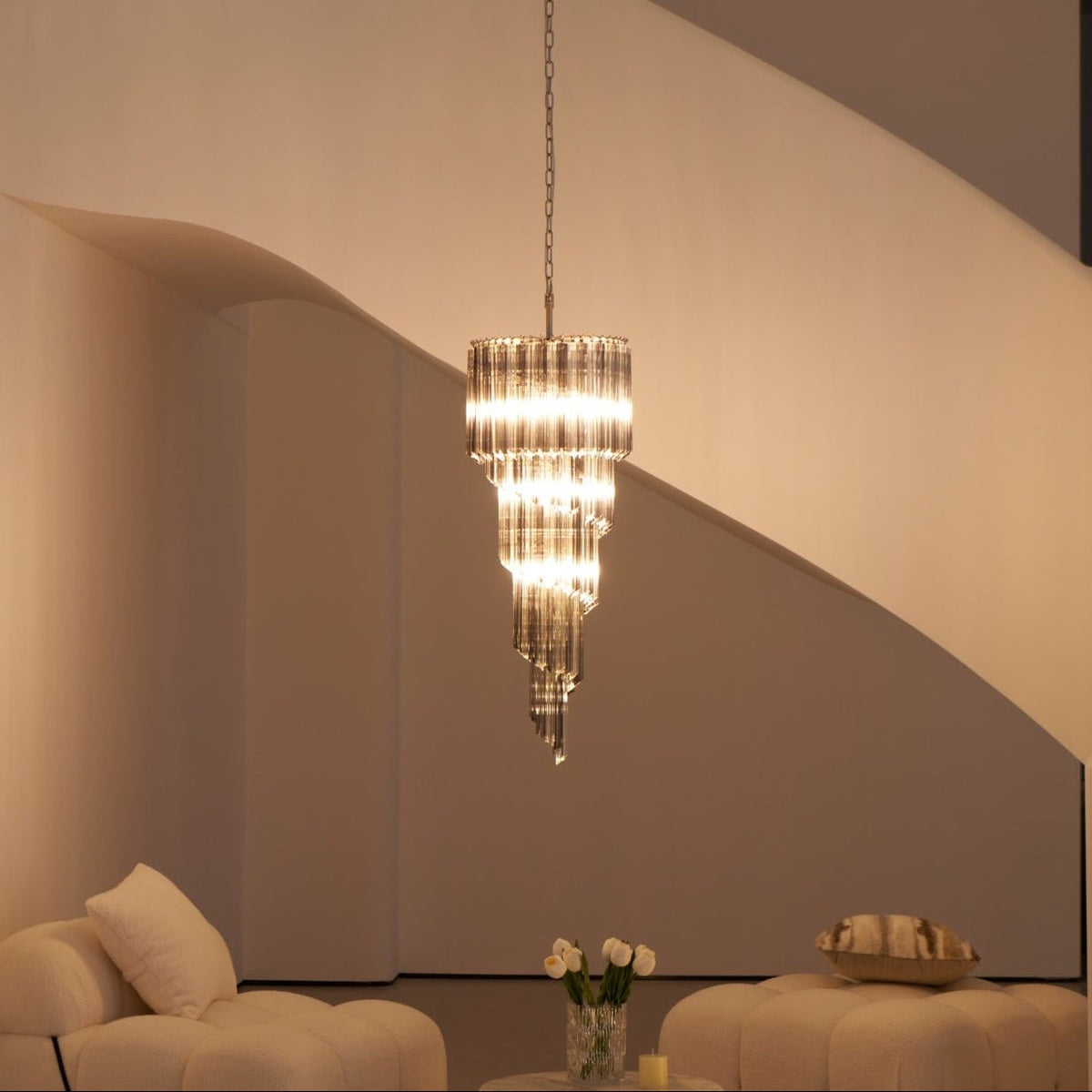 Lucente Noir Spiral Chandelier