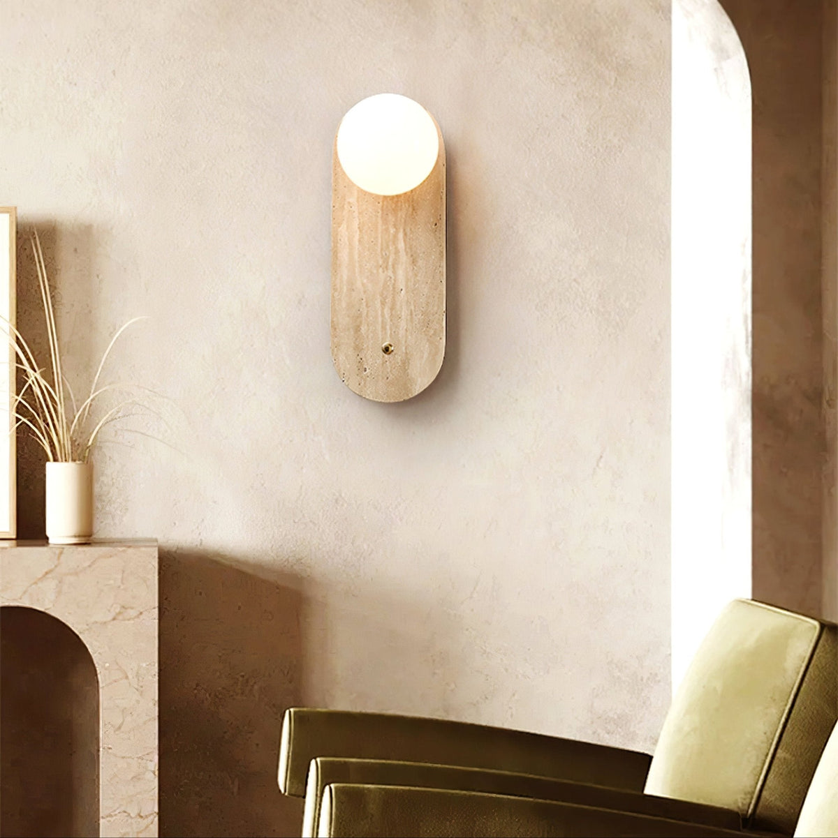 Luna Travertine Wall Sconce
