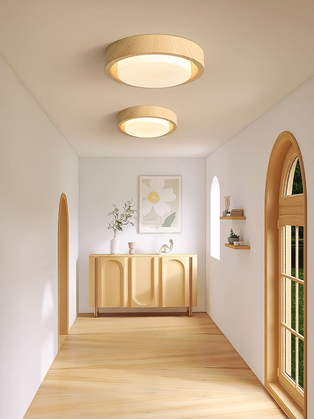 Lunor Wood Ring Ceiling Light