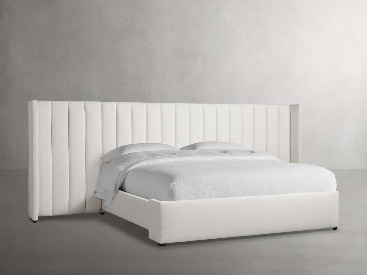 Wyller Channel-Stitched Extended Headboard Bed with Low Footboard