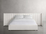Wyller Channel-Stitched Extended Headboard Bed with Low Footboard