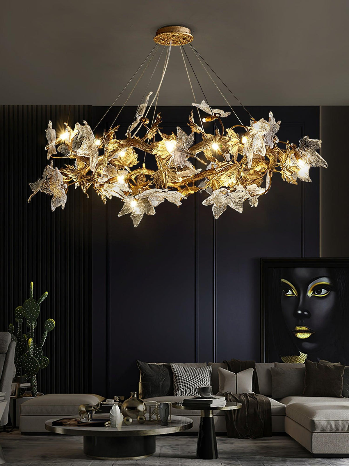 Maple Leaf Brass Chandelier