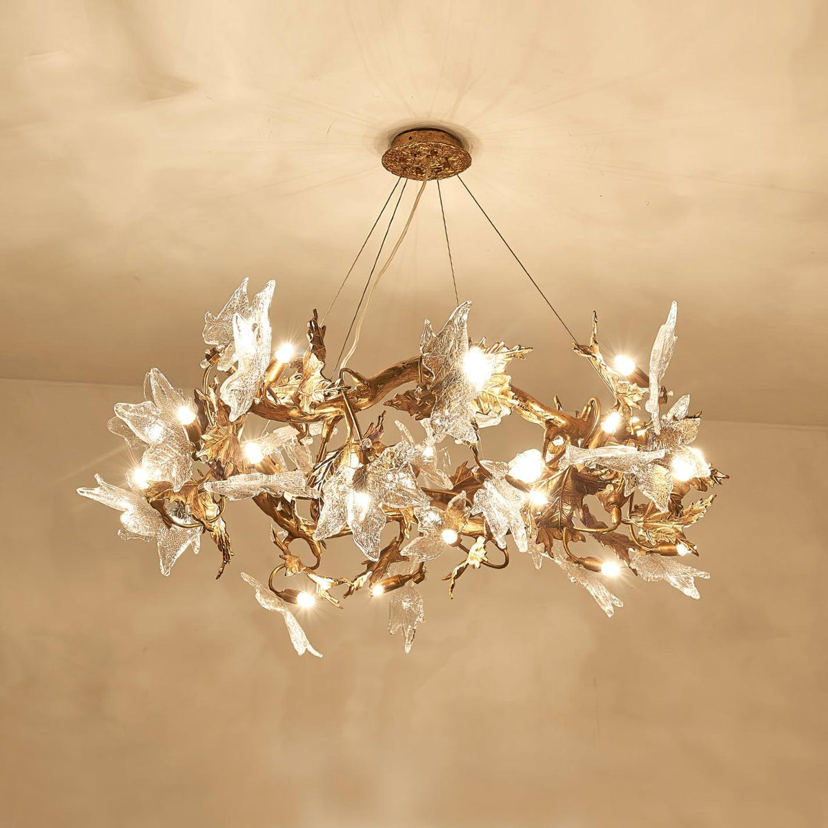 Maple Leaf Brass Chandelier