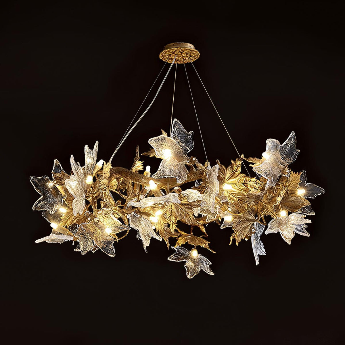 Maple Leaf Brass Chandelier