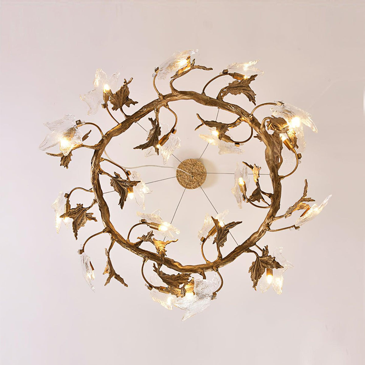 Maple Leaf Brass Chandelier