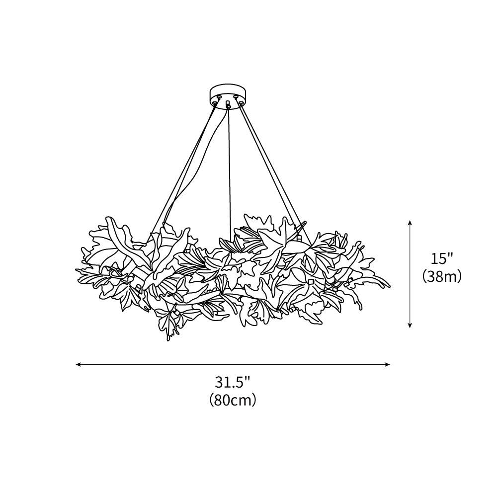 Maple Leaf Brass Chandelier