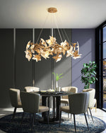 Maple Leaf Brass Chandelier