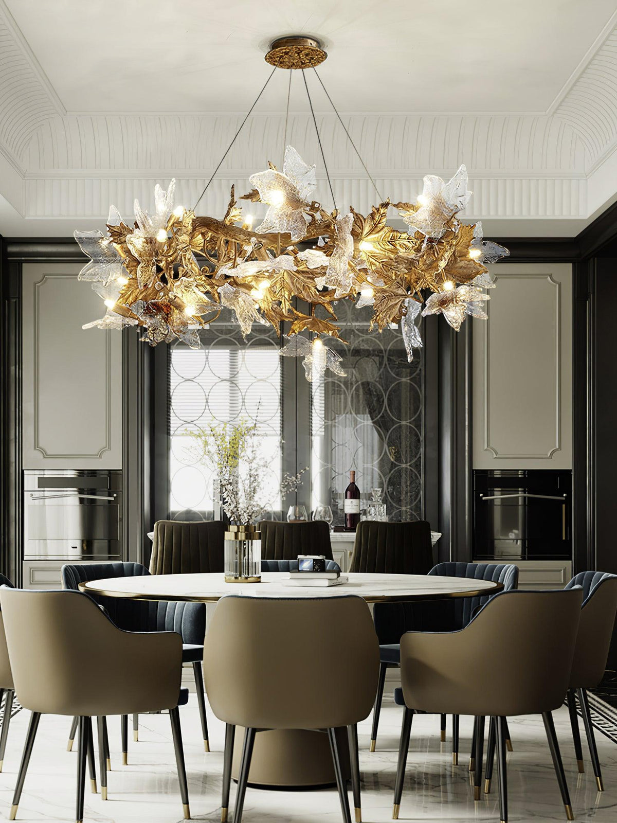 Maple Leaf Brass Chandelier