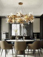 Maple Leaf Brass Chandelier