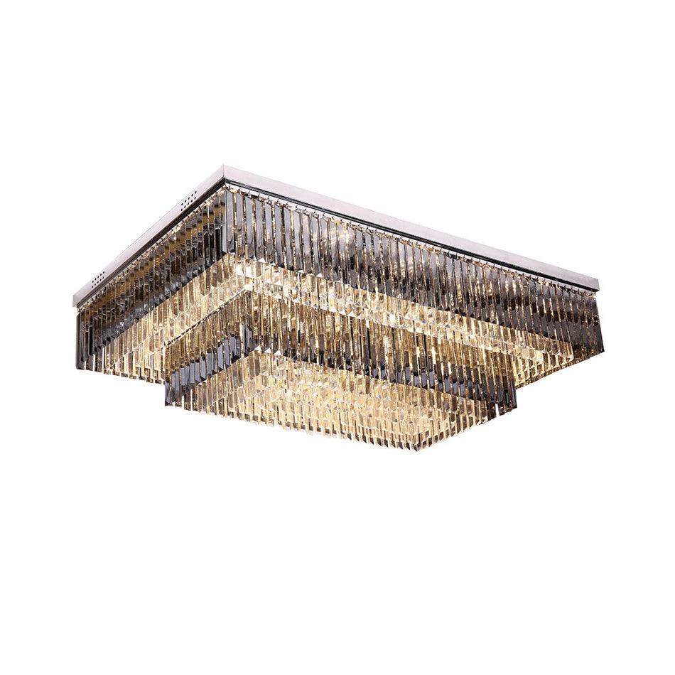 Flush Chrome Crystal Ceiling Light