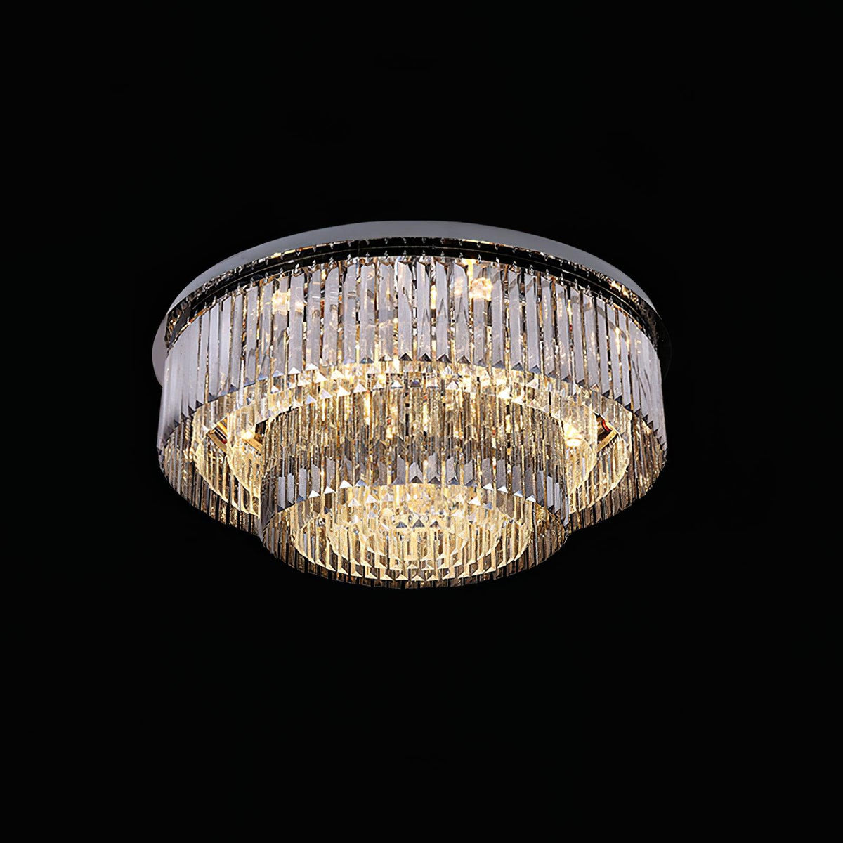 Flush Chrome Crystal Ceiling Light