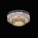 Flush Chrome Crystal Ceiling Light
