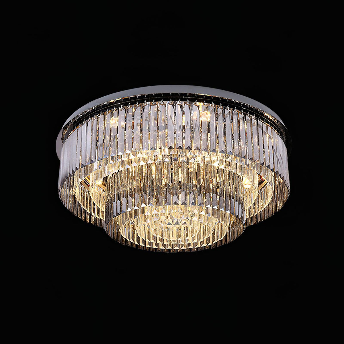 Flush Chrome Crystal Ceiling Light