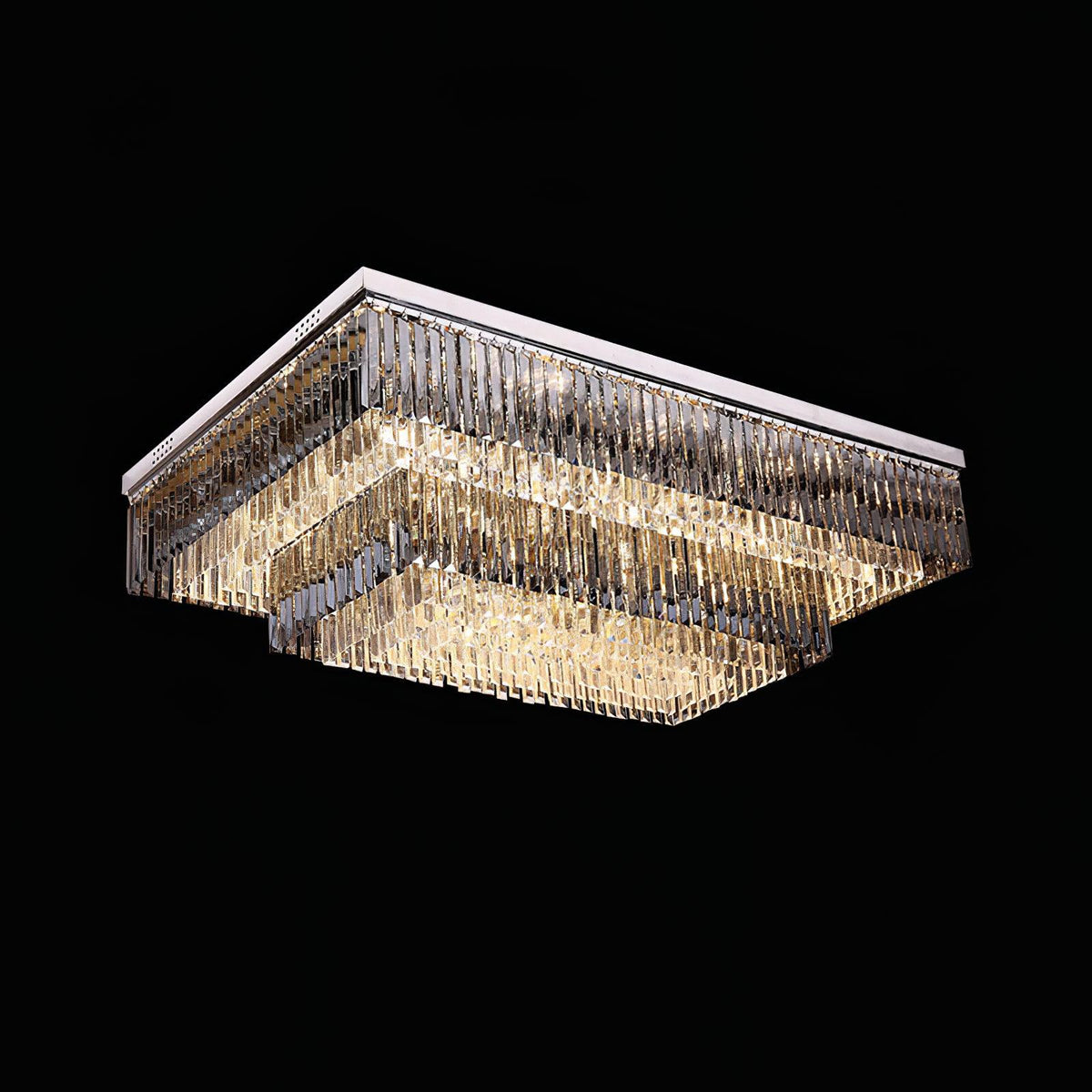 Flush Chrome Crystal Ceiling Light