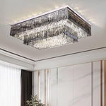 Flush Chrome Crystal Ceiling Light
