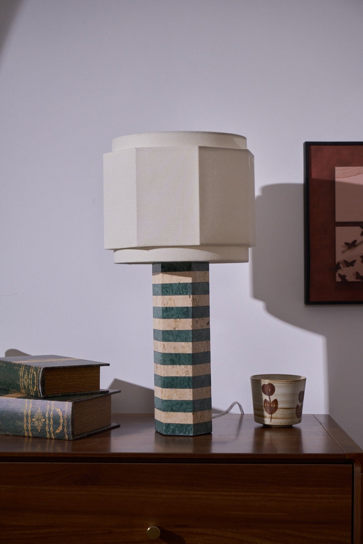 Modari Striped Stone Table Lamp