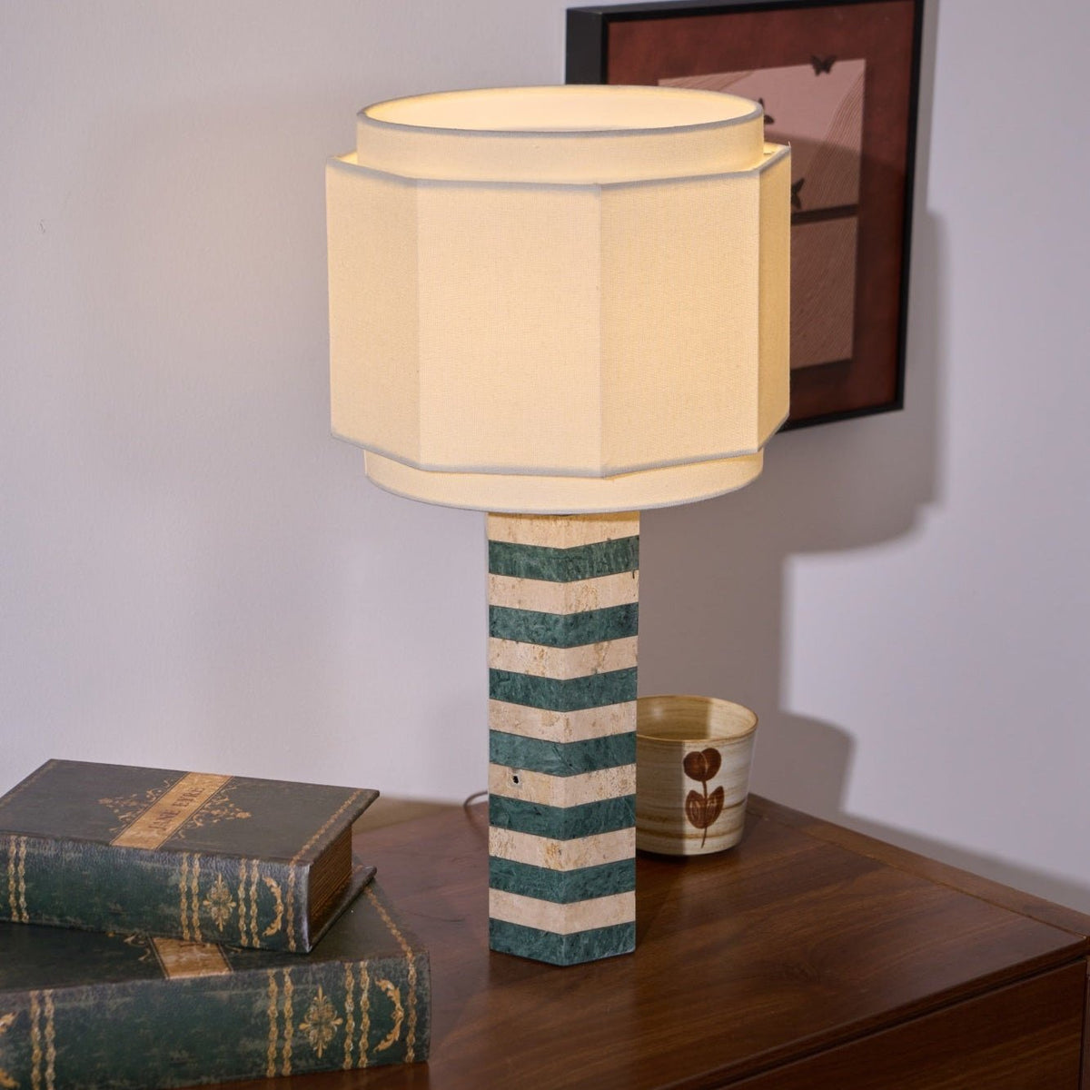 Modari Striped Stone Table Lamp