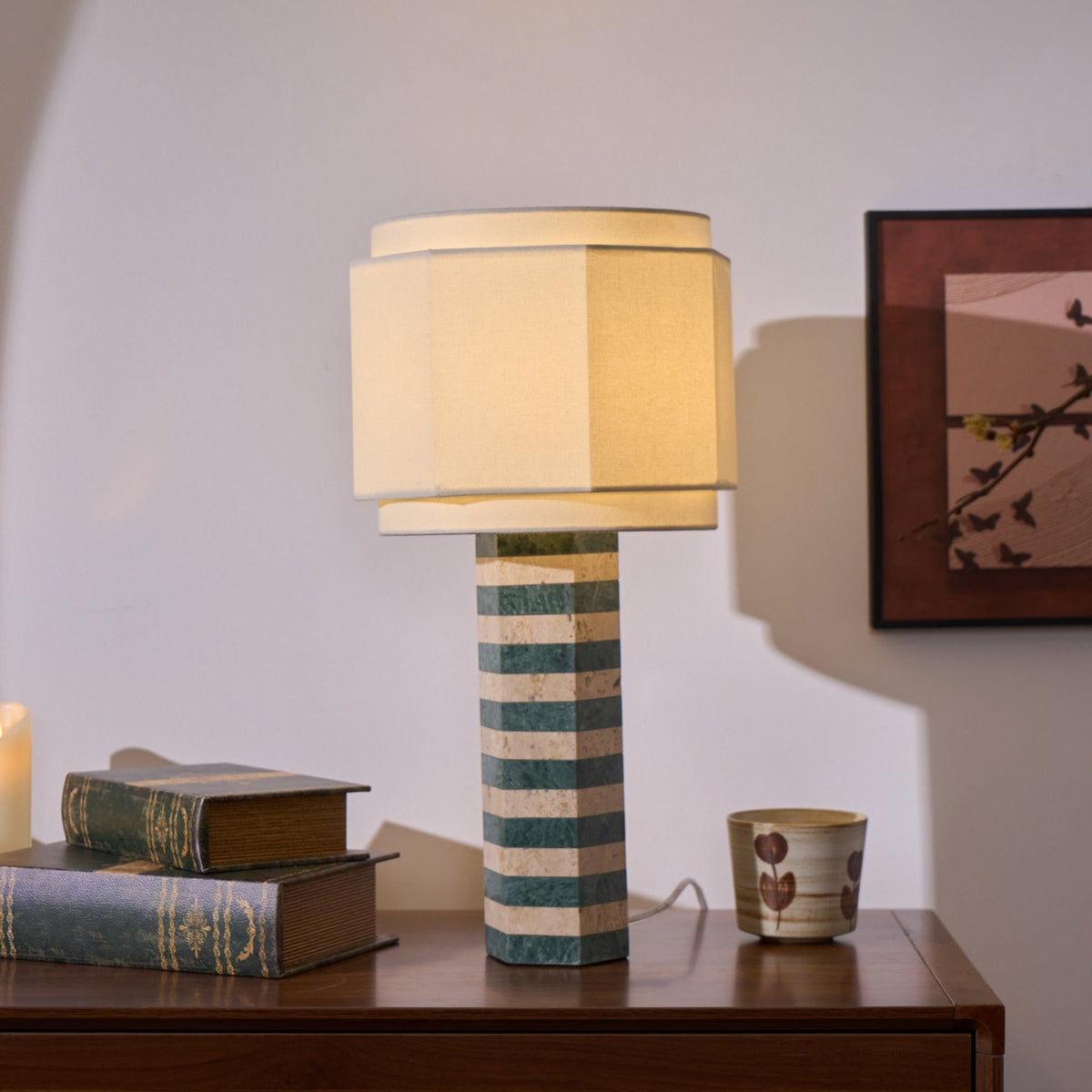 Modari Striped Stone Table Lamp