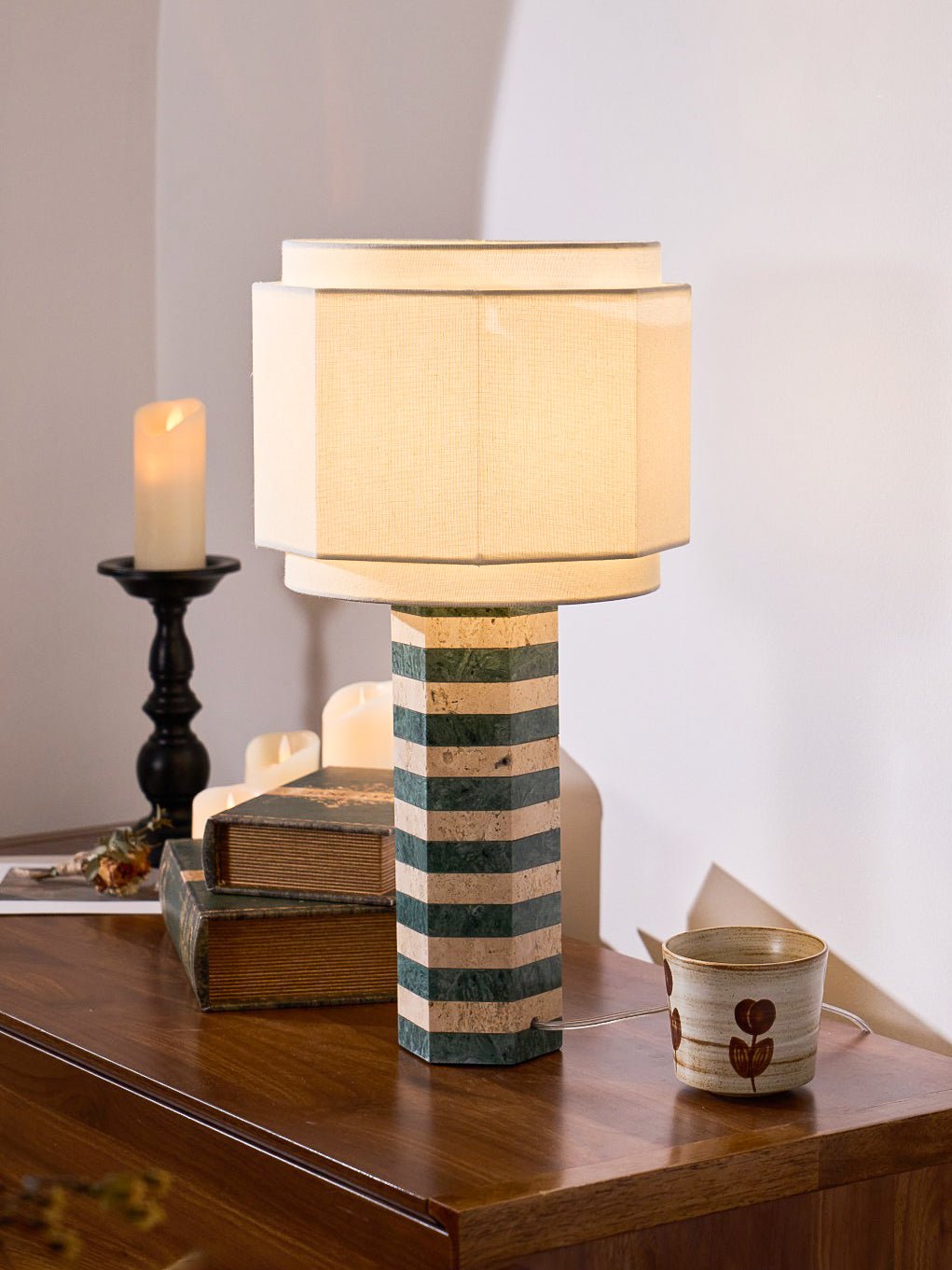 Modari Striped Stone Table Lamp
