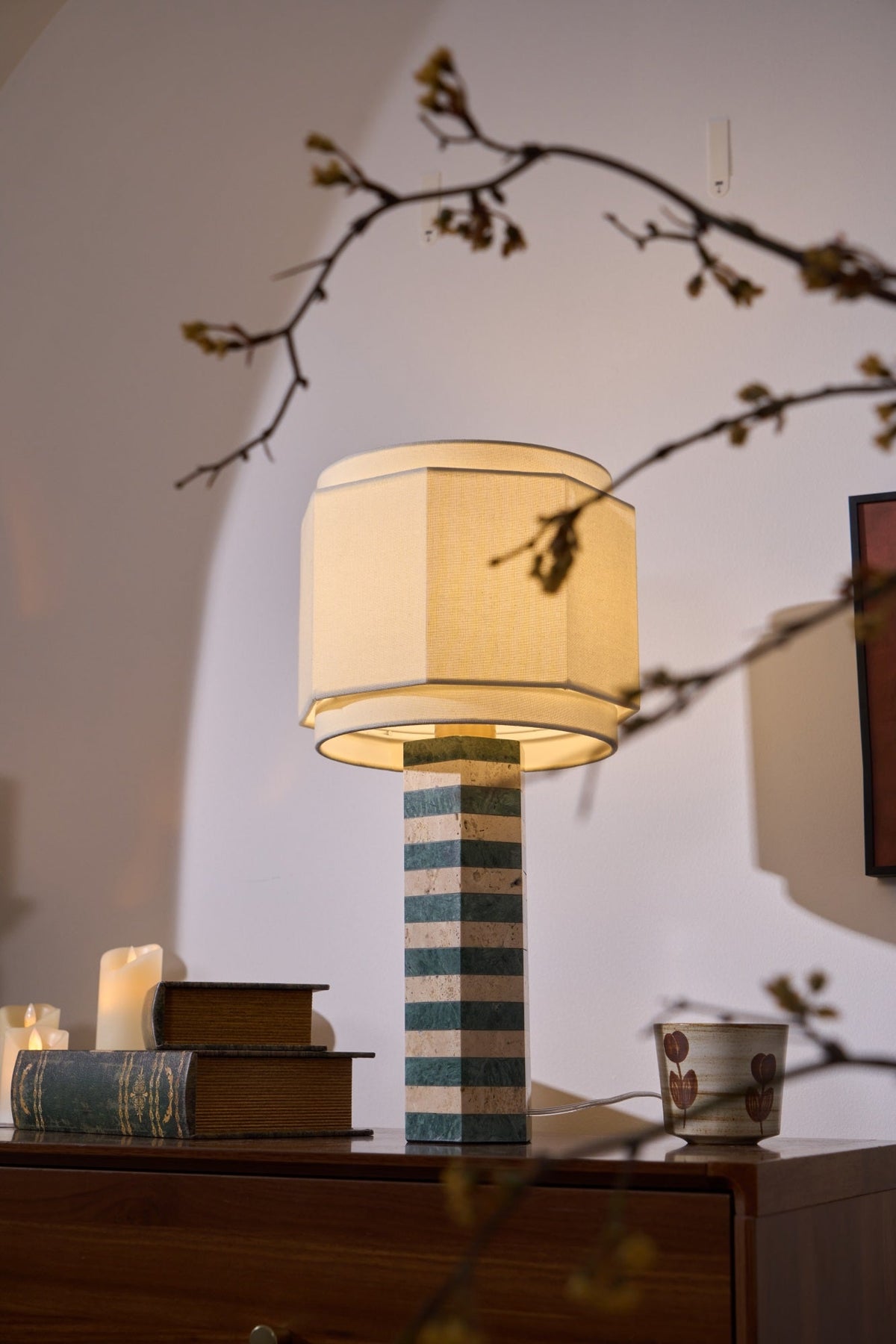 Modari Striped Stone Table Lamp