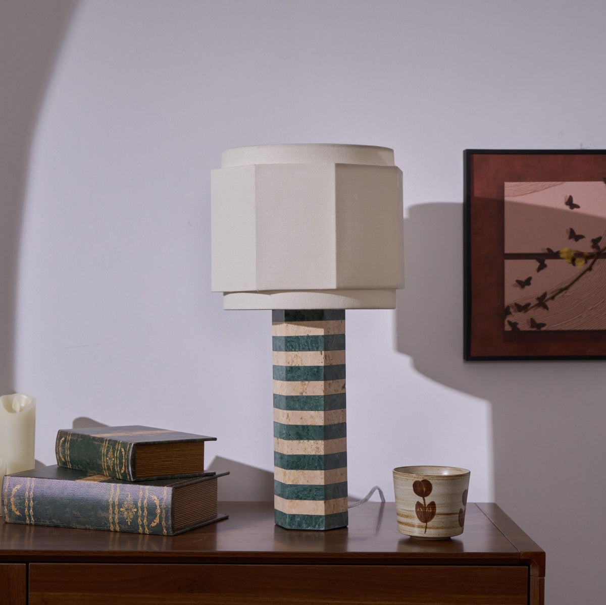 Modari Striped Stone Table Lamp