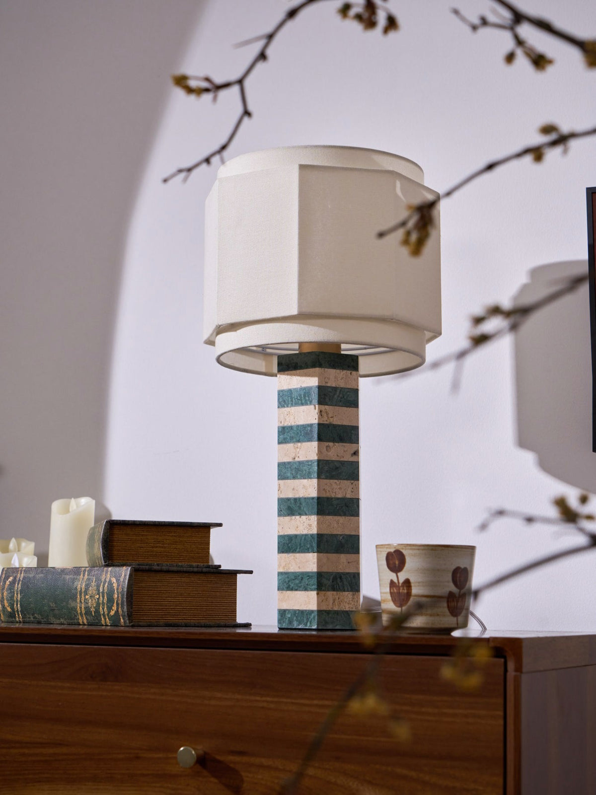 Modari Striped Stone Table Lamp