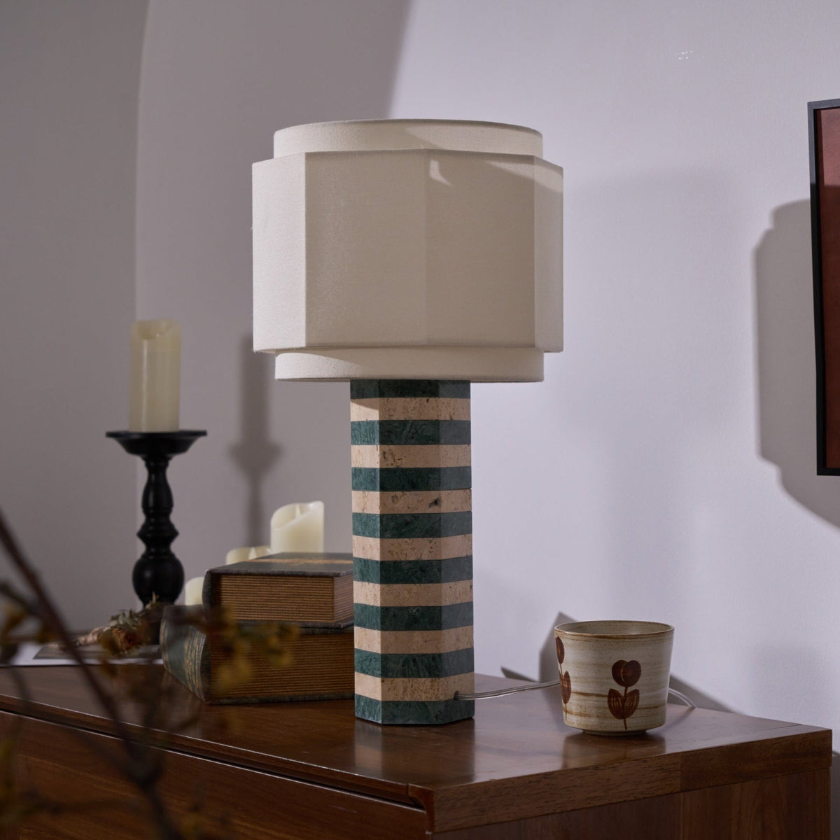 Modari Striped Stone Table Lamp
