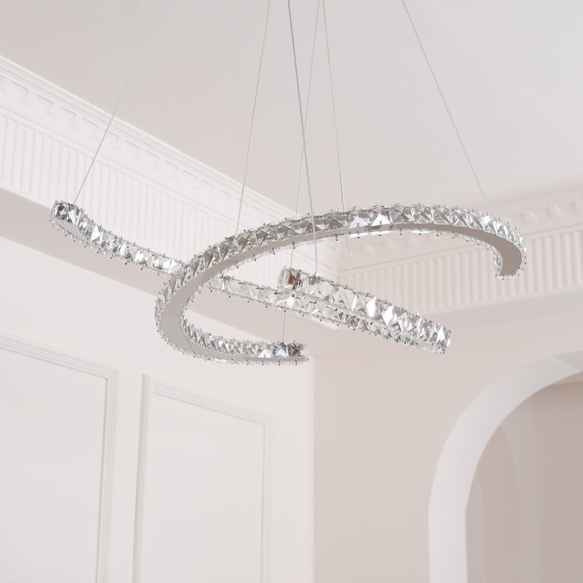 Modern Crystal Double C Chandelier