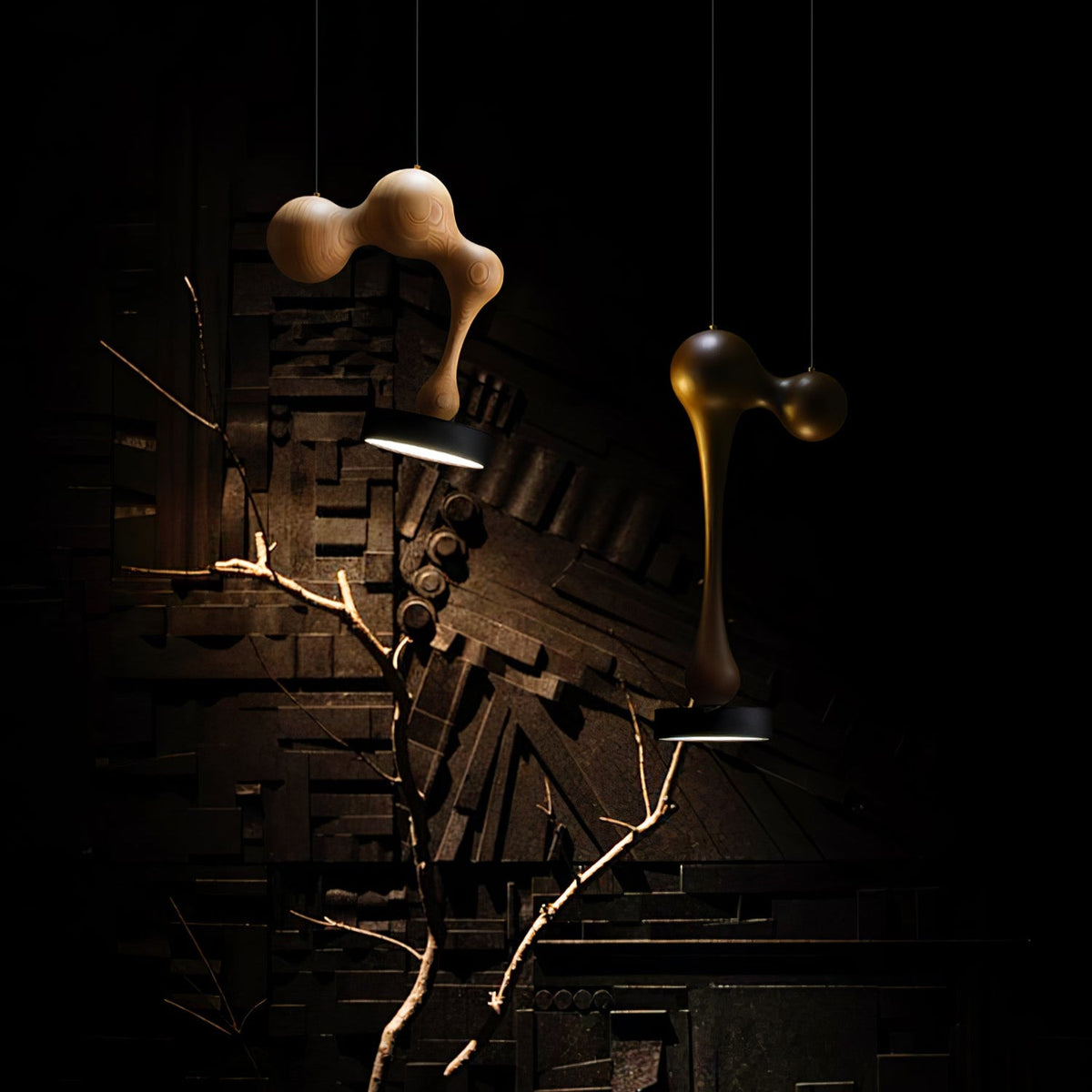 Molecule Wooden Pendant Light