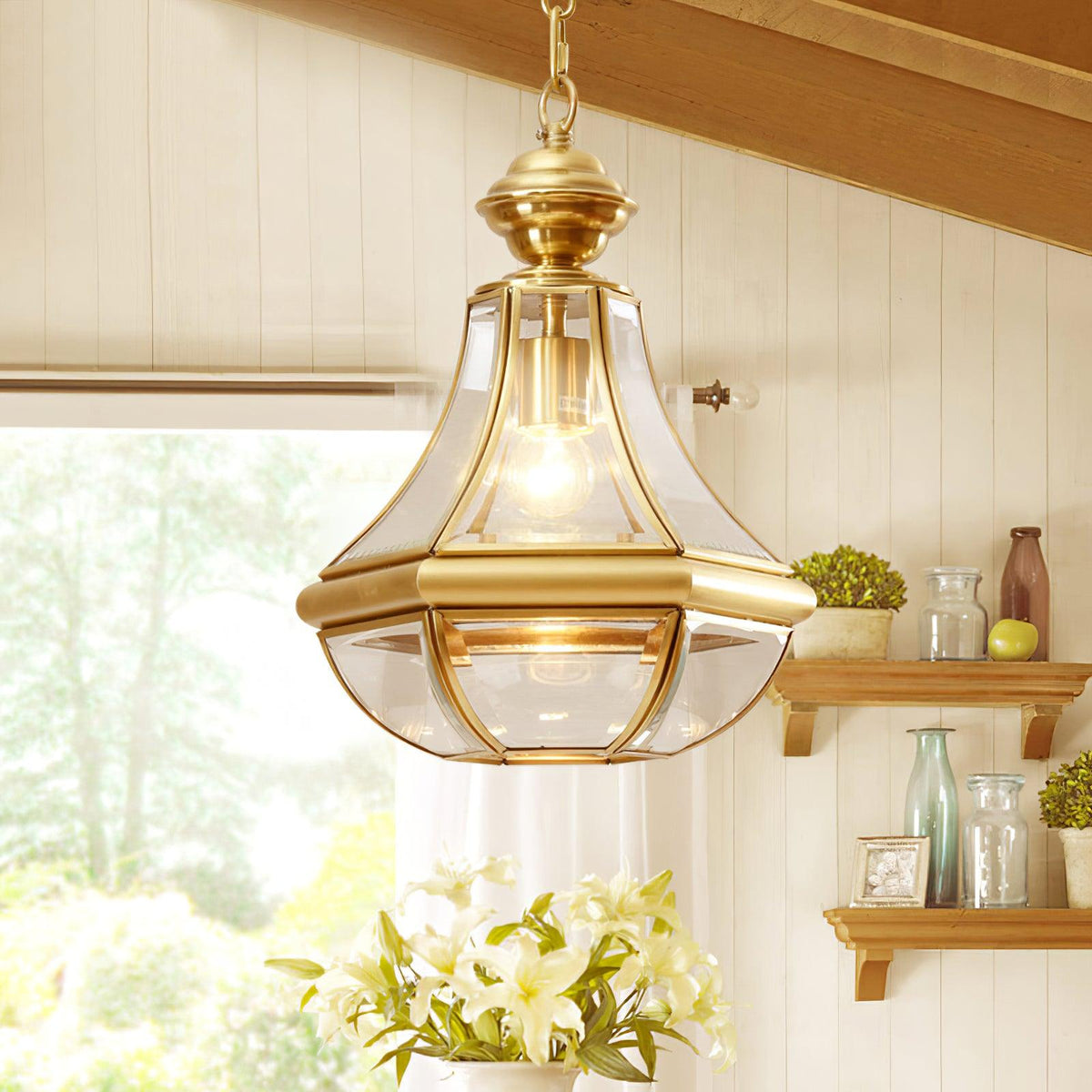 Monterey Polished Brass Outdoor Pendant Light 9.8"