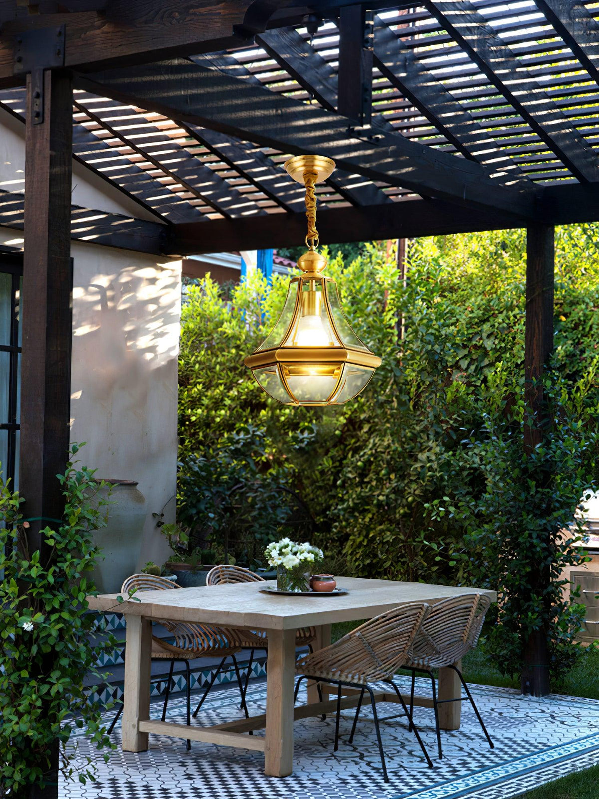 Monterey Polished Brass Outdoor Pendant Light 9.8"