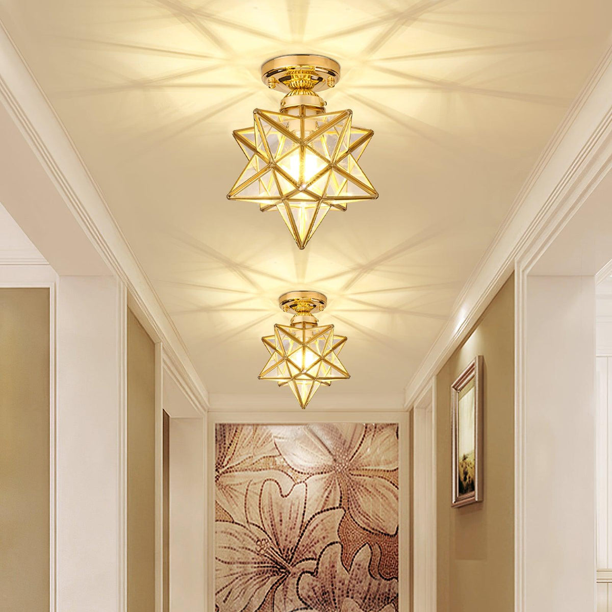 Moravian Star Brass Ceiling Light 7.9"
