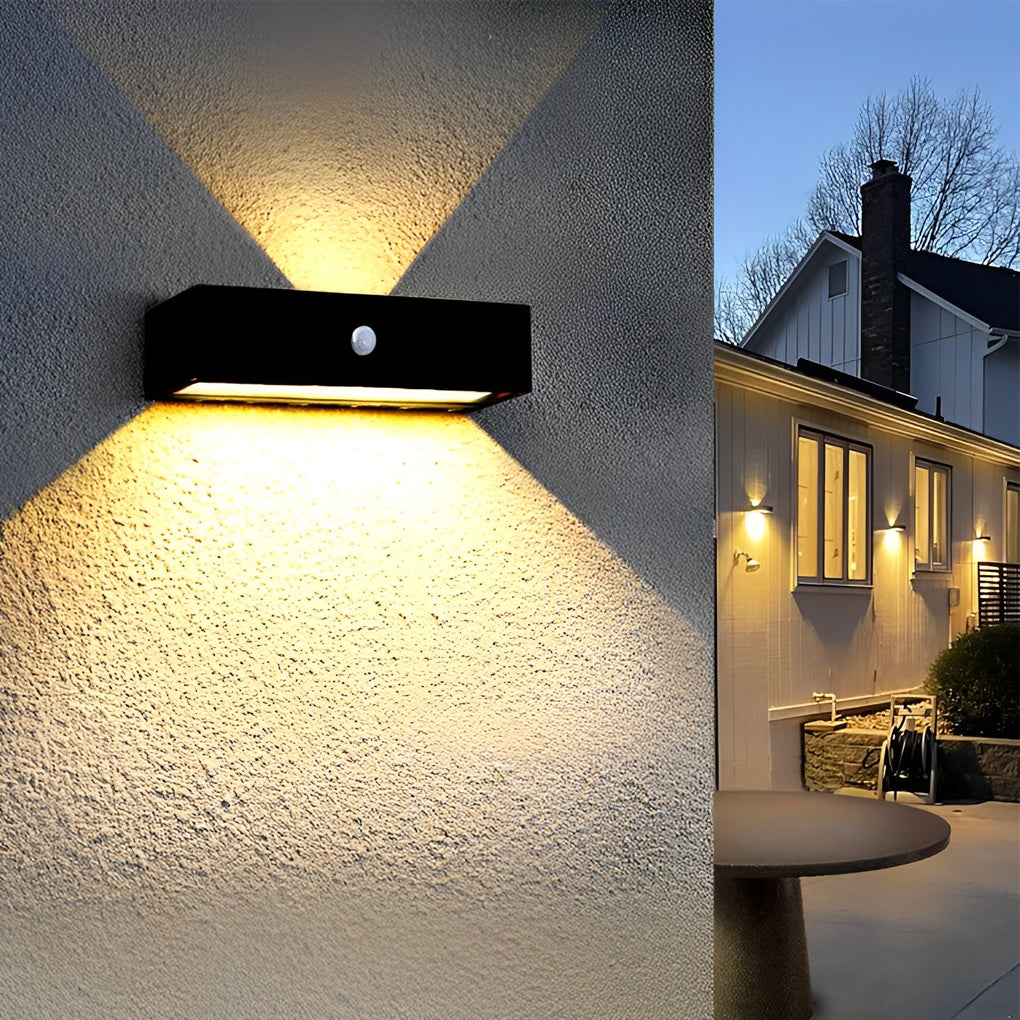 Waterproof LED Up and Down Lights Motion Sensor Modern Solar Wall Lamp