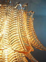Murano Amber Glass Leaf Chandelier