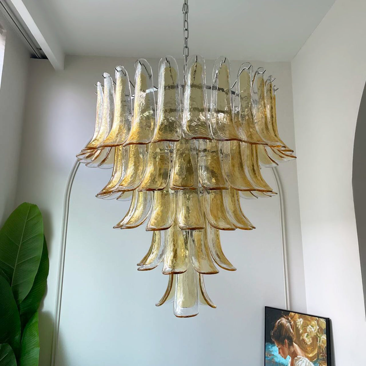 Amber Murano Glass Petals Chandelier