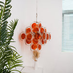 Orange Transparent Murano Disc Chandelier