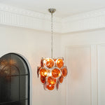 Murano Orange Disk Glass Chandelier