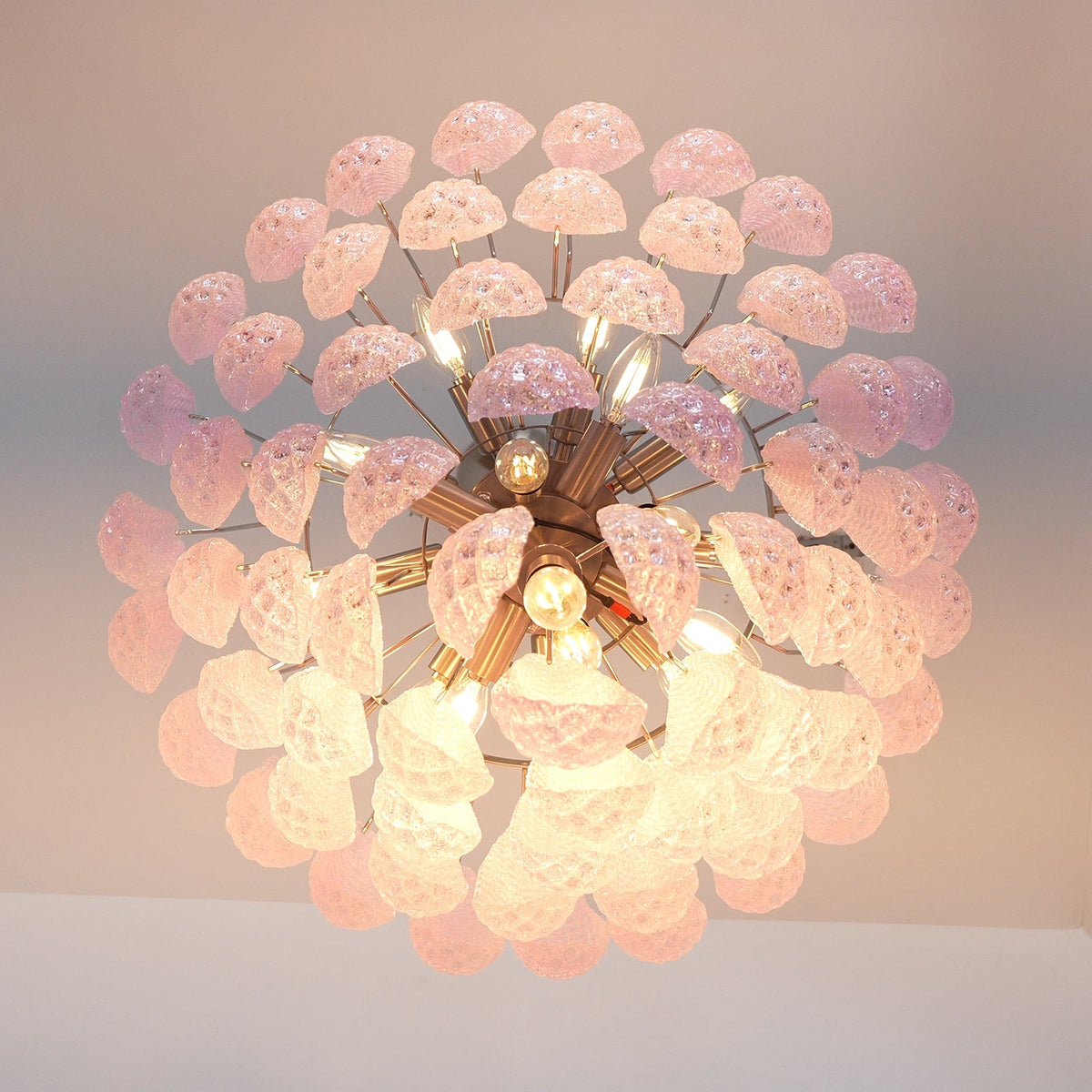Murano Pink Glass Dewdrop Chandelier