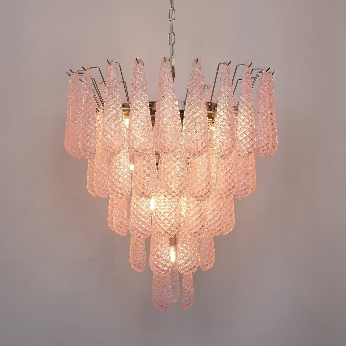 Murano Pink Glass Droplet Chandelier