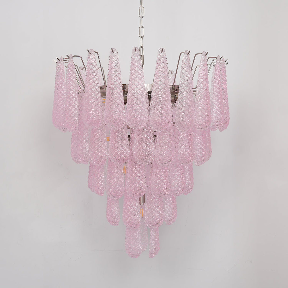 Murano Pink Glass Droplet Chandelier