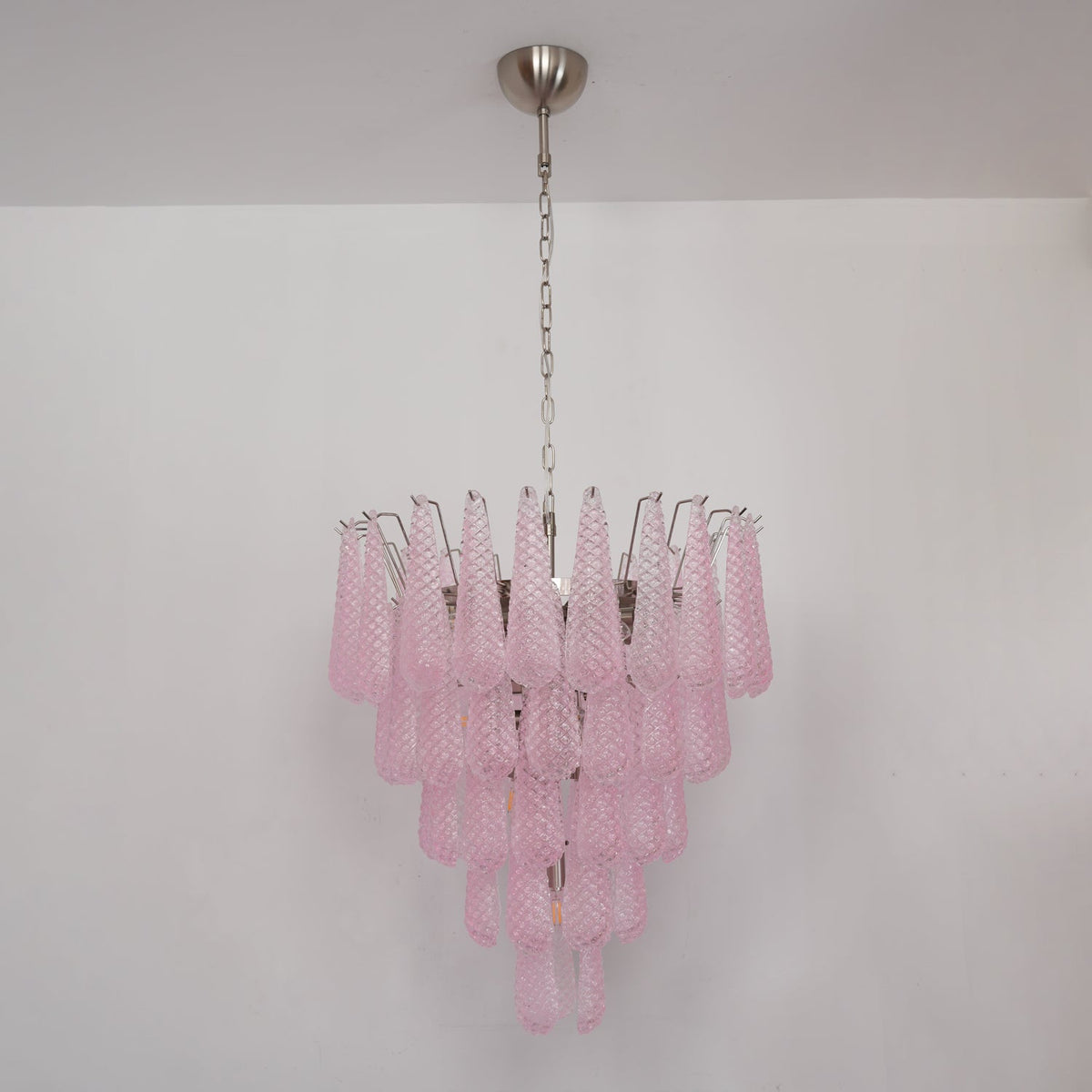 Murano Pink Glass Droplet Chandelier