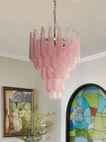 Murano Pink Glass Droplet Chandelier