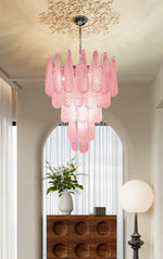 Murano Pink Glass Droplet Chandelier